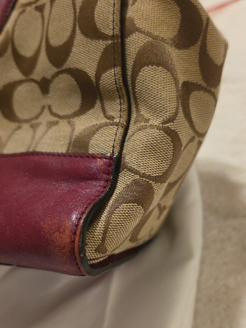 Coach Bag Legacy 25371 Signature C Tassels Burgundy - Picture 11 of 17